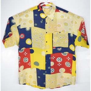 GENELLI Men's VTG Pure Silk Button Up Shirt RARE